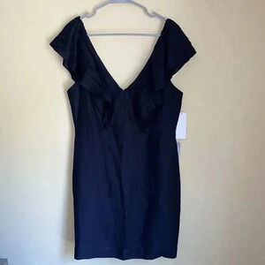 NEW Jenny Yoo Gabby Ruffle Short Sleeveless Dress Navy Size 14